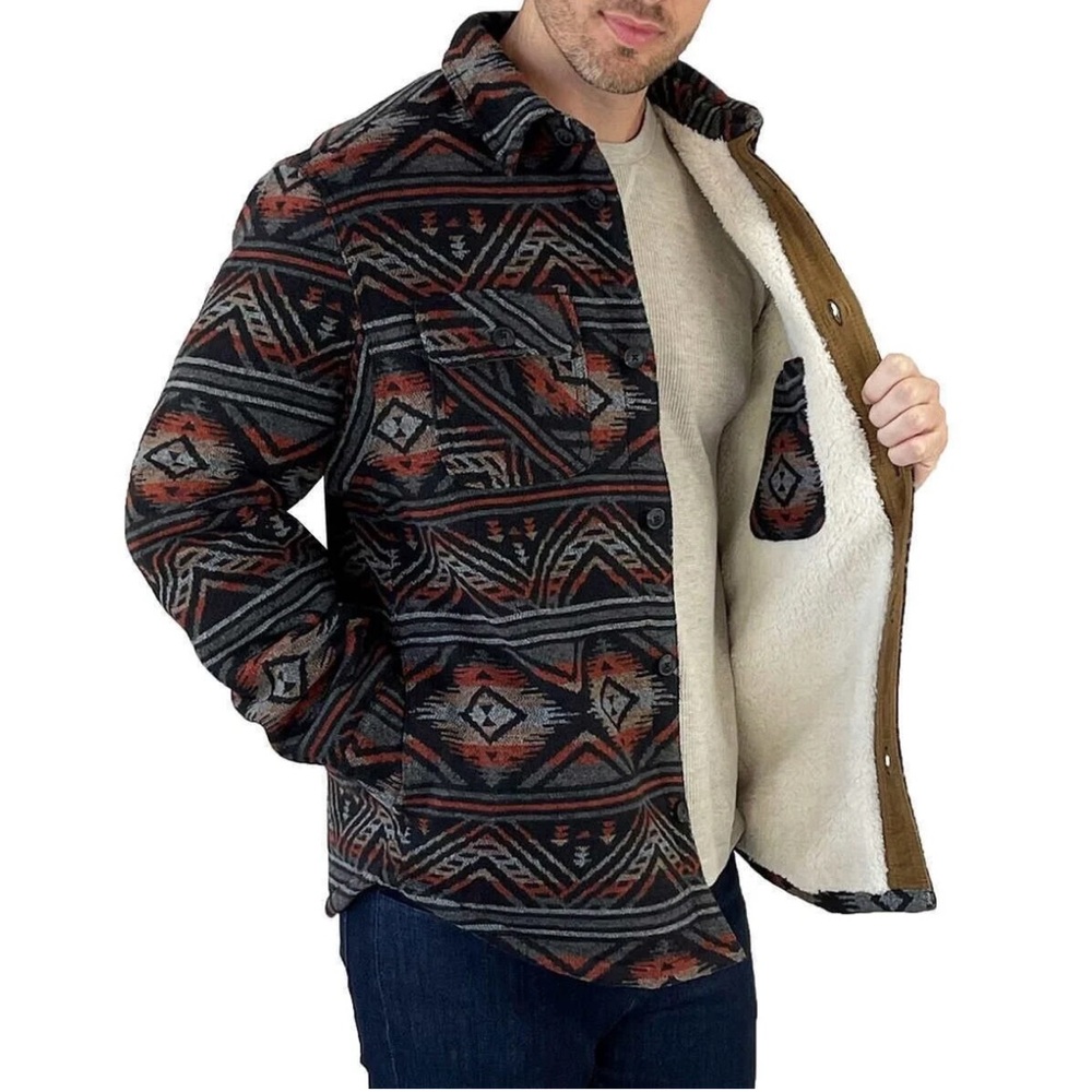 Jachs New York Men’s Wool Blend Sherpa Lined Shirt Jacket